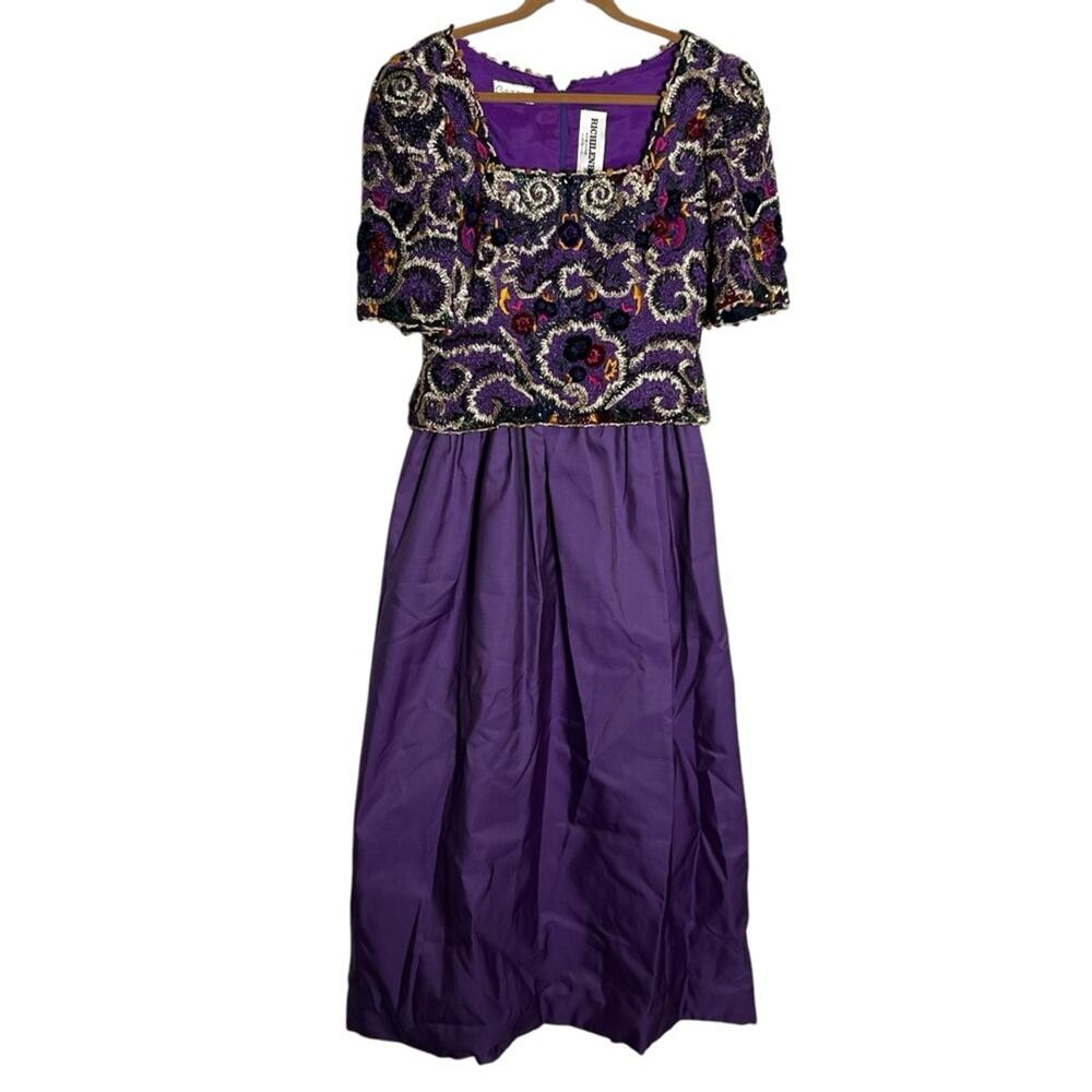 Vintage 1980’s Richilene New York‎ Beaded Square Neck Forman Midi Dress